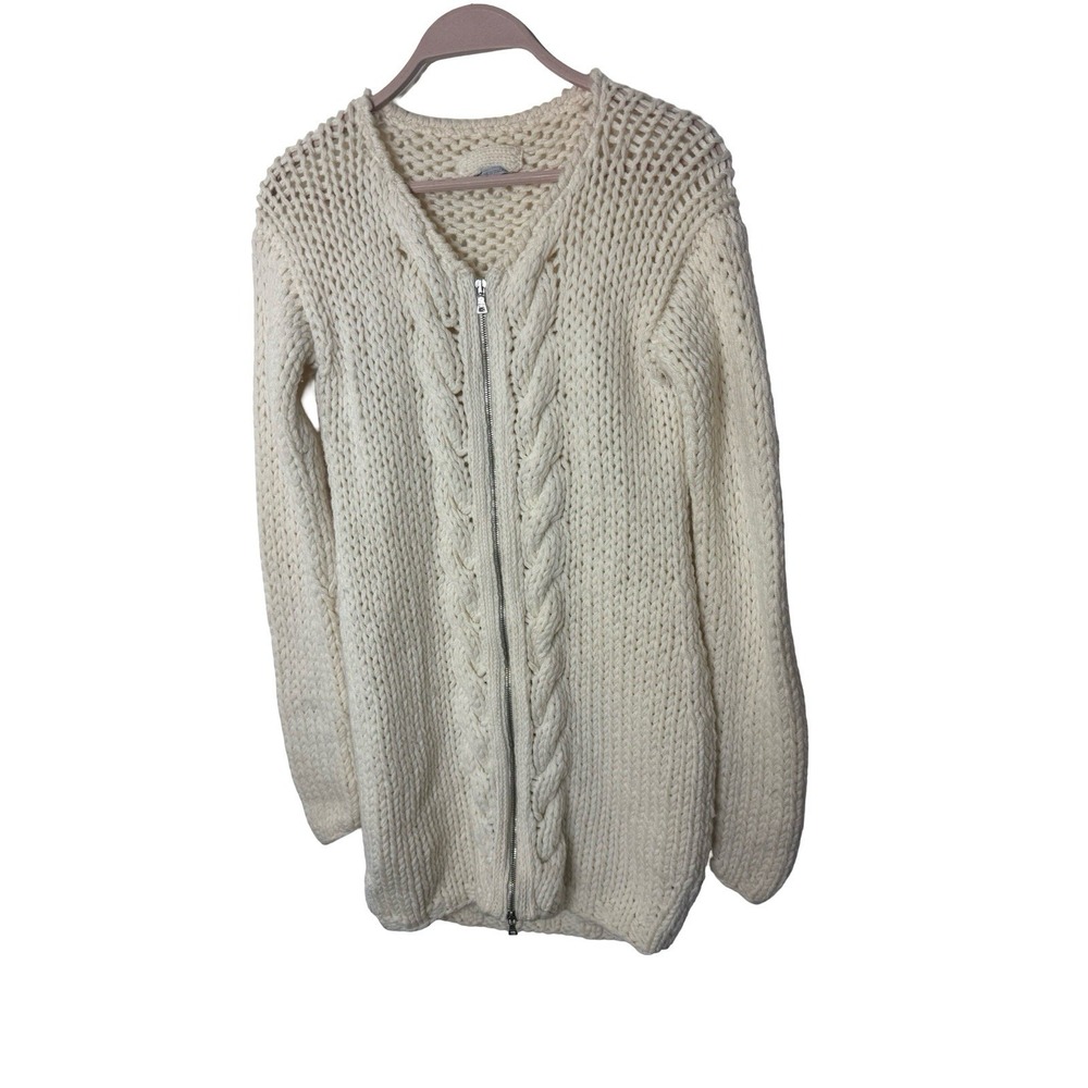 Vintage Prada cream full zip cardigan sweater tunic sz 42 6 8